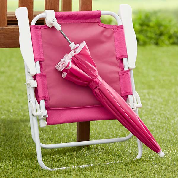 Kid S Pink Beach Chair Personalized Umbrella Set By Stephen