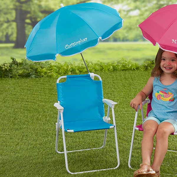 Kid S Blue Beach Chair Personalized Umbrella Set By Stephen