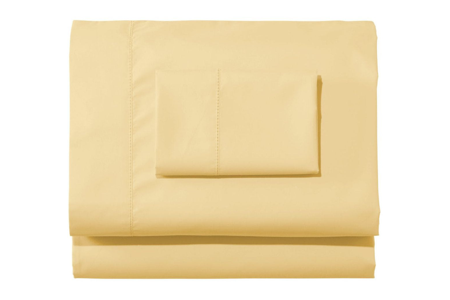 Set of L.L. Bean Cotton Percale Sheet in bright yellow Sunlight color neatly folded