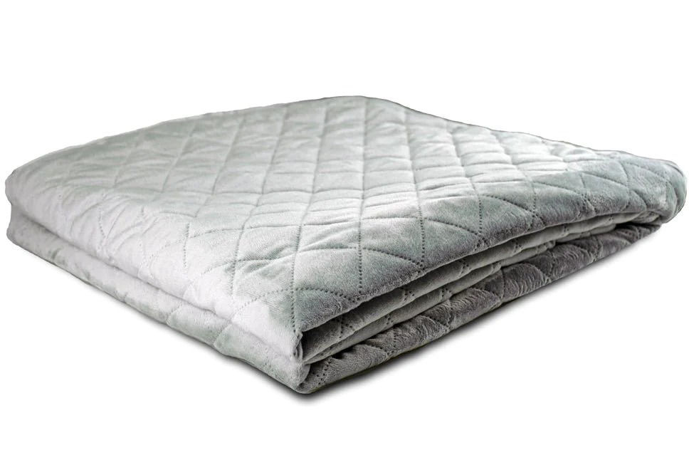 A folded Gravid Weighted Blanket with MicroPlush Cover in a white background.