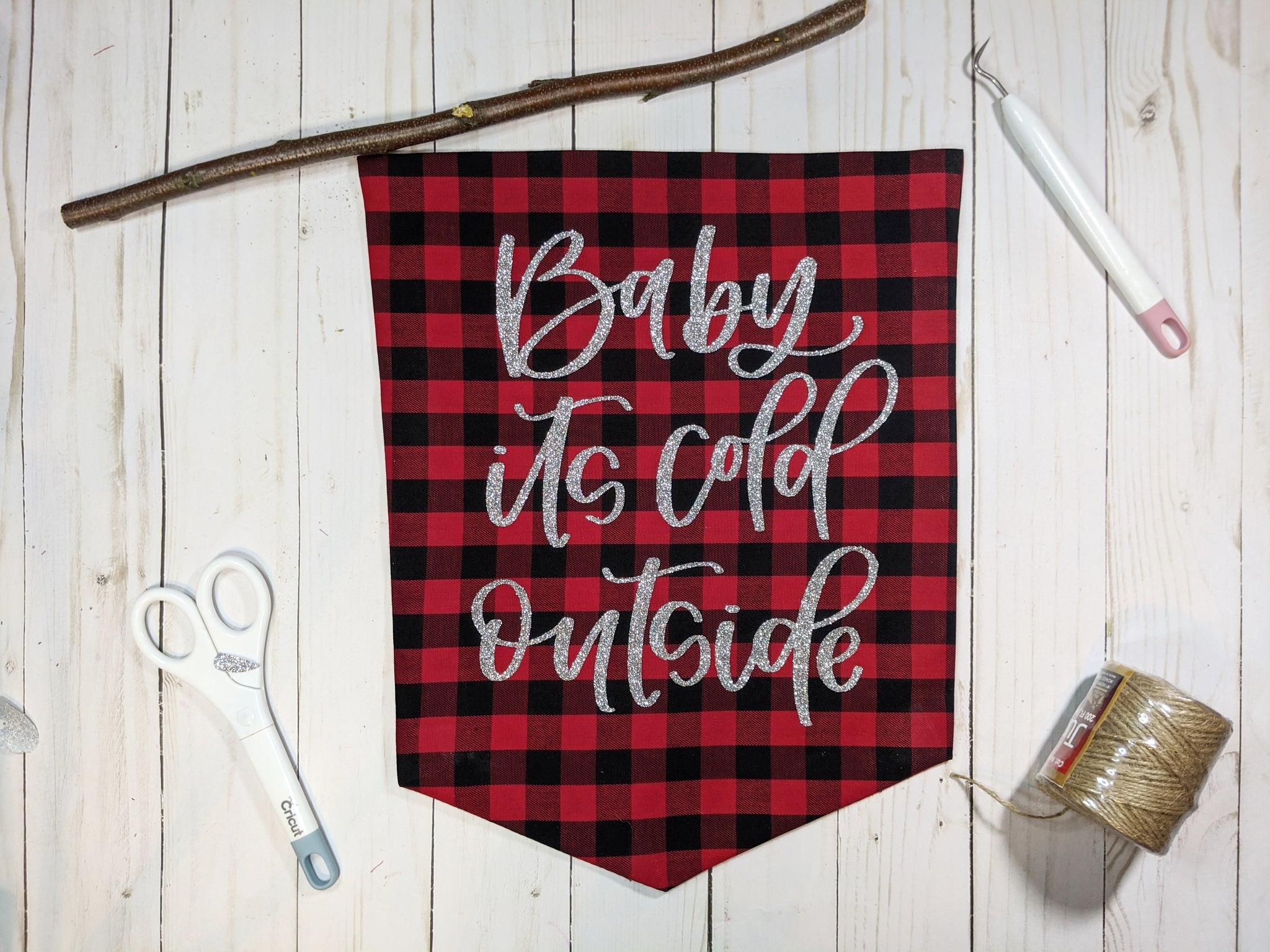 Craftey + Simply Alison - Baby it's Cold Outside DIY Banner with Color Chimp HTV - Add String 1