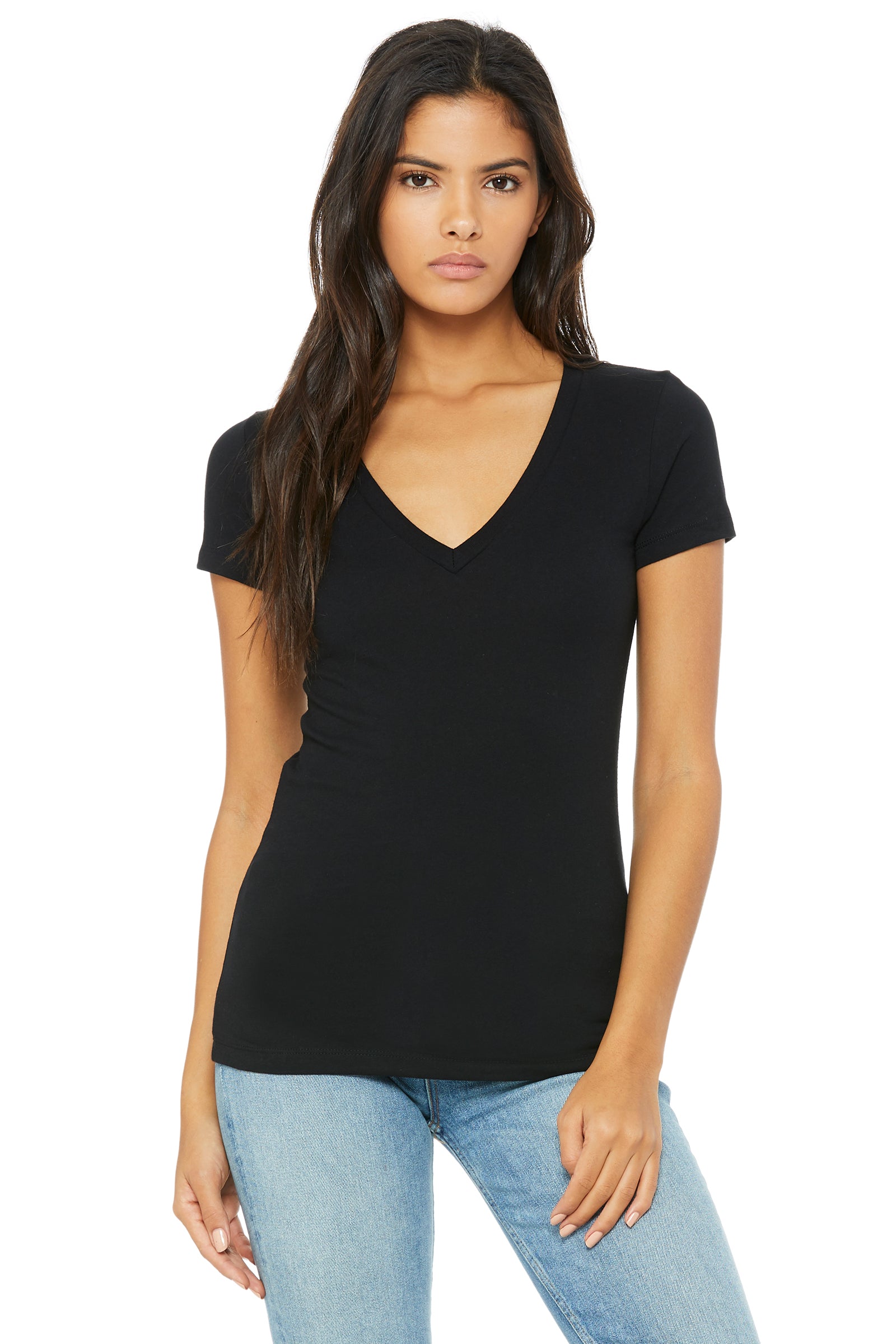 Download Bella + Canvas Women's Deep V-Neck Jersey Tee 6035, Size Small - Craftey