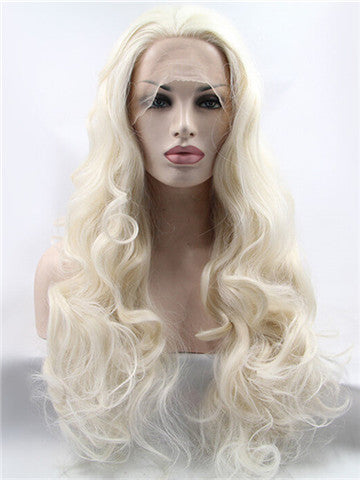 Long Buttery blonde Wave Synthetic Lace Front Wig – FashionLoveHunter