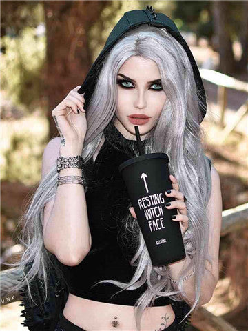 Long Star Grey Wavy Synthetic Lace Front Wig – FashionLoveHunter