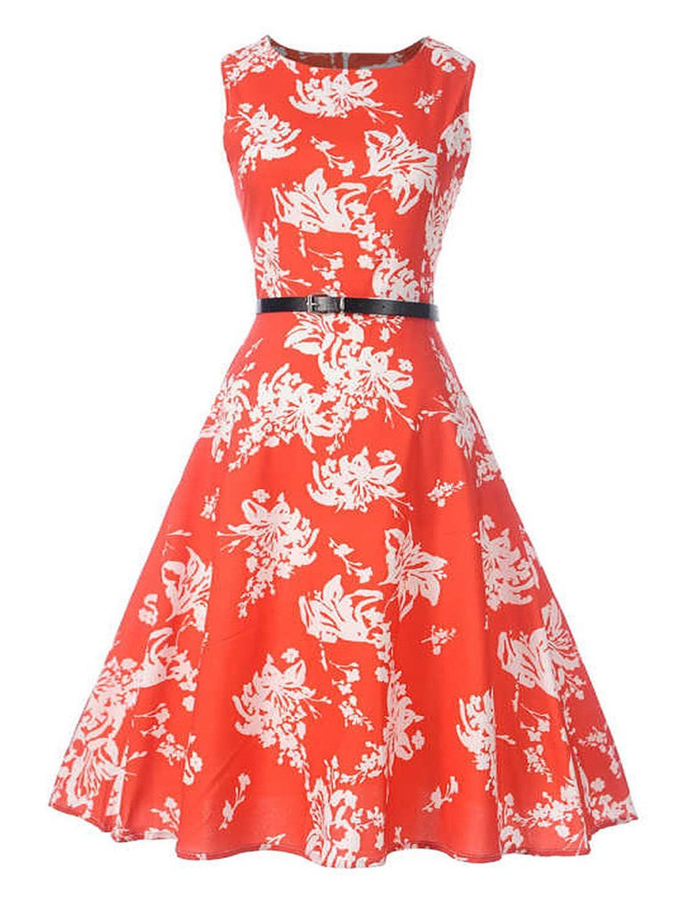 1950s Floral Leaf Bird Swing Dress – FashionLoveHunter