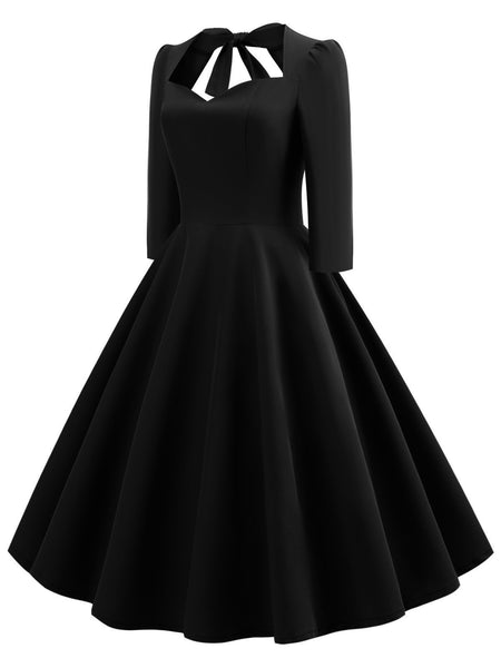 1950s Solid 3/4 Sleeve Dress – FashionLoveHunter