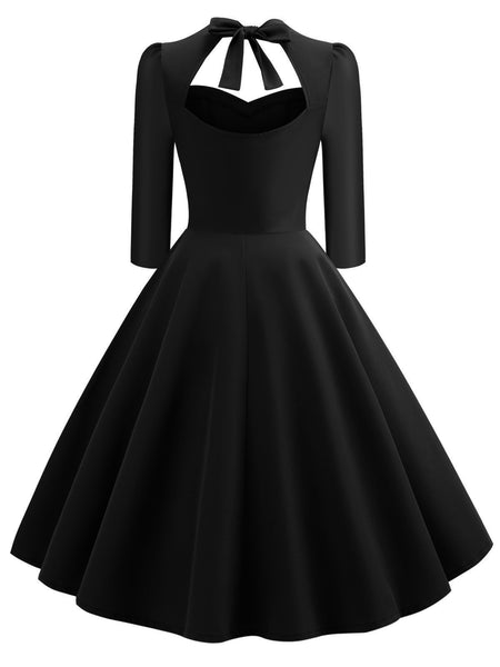 1950s Solid 3/4 Sleeve Dress – FashionLoveHunter