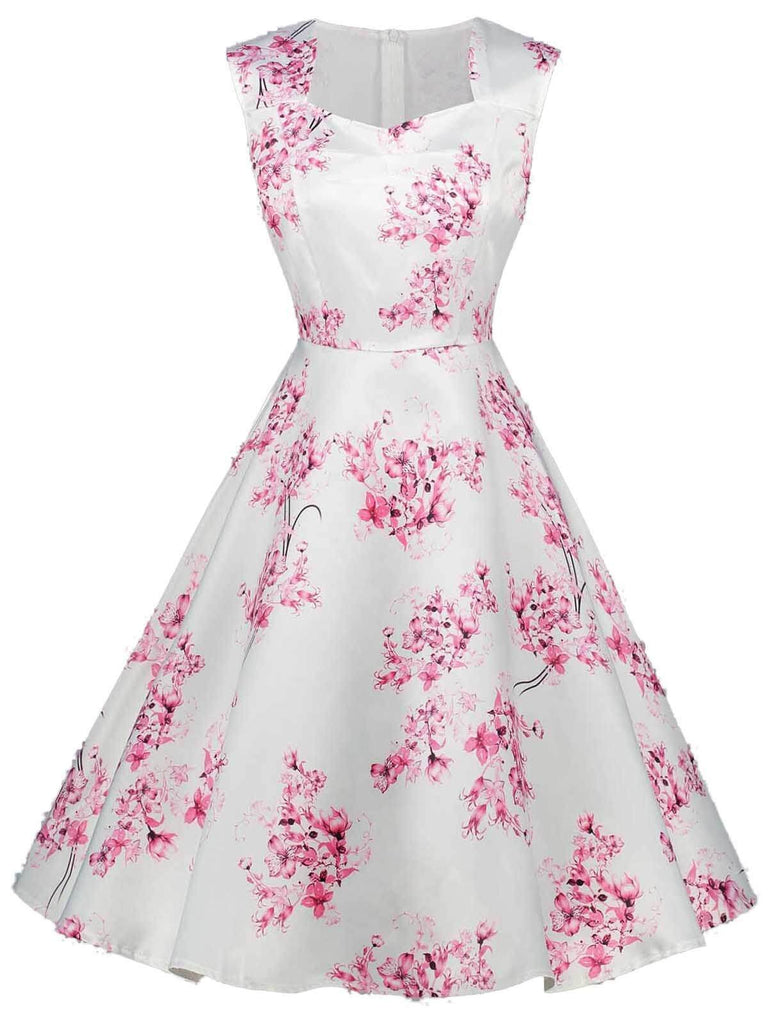 1950s Floral Square Neck Swing Dress – FashionLoveHunter