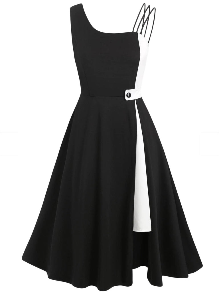 Black 1950s Solid Spaghetti Dress – FashionLoveHunter