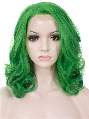 Short Lime Spring Green Wave Synthetic Lace Front Wig – FashionLoveHunter