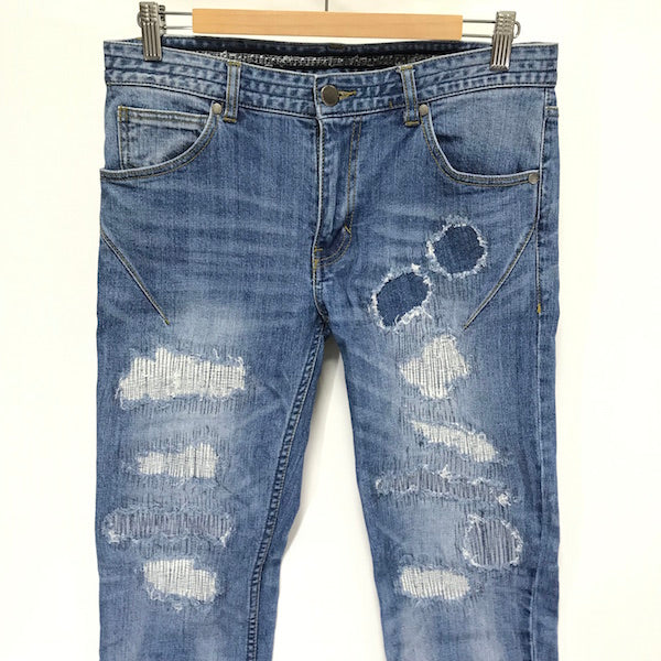 32 Number Nine X Nano Universe Cropped Damaged Denim Jeans Indigo Stylisticsjapan Com