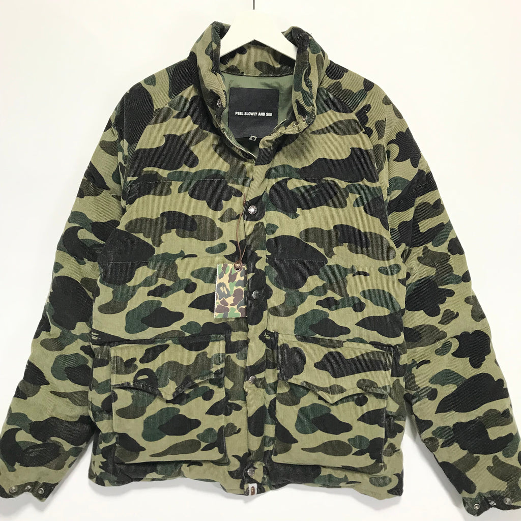 [M] DS! A Bathing Ape Bape 1st Camo Corduroy Down Puffer Jacket ...