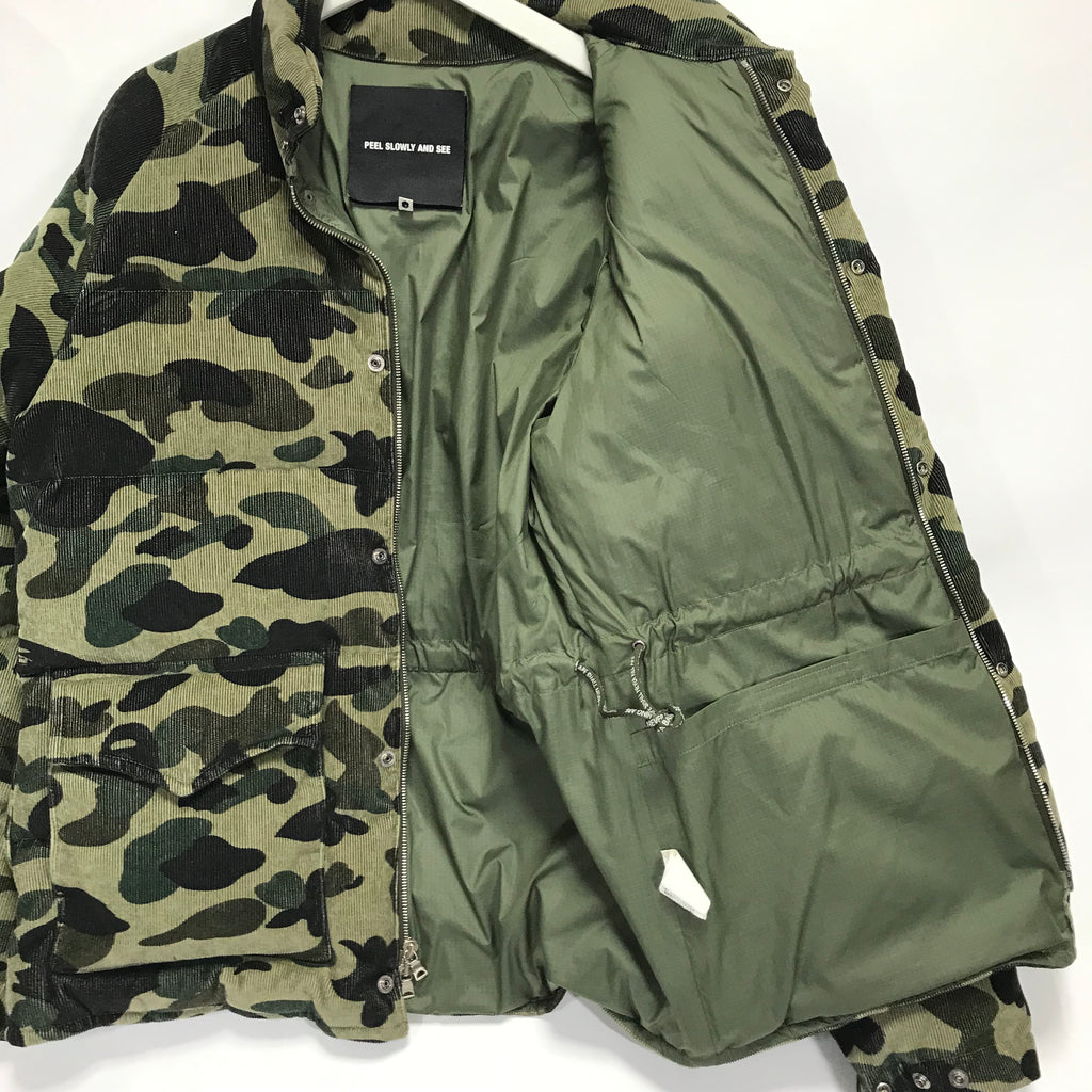 [M] DS! A Bathing Ape Bape 1st Camo Corduroy Down Puffer Jacket ...