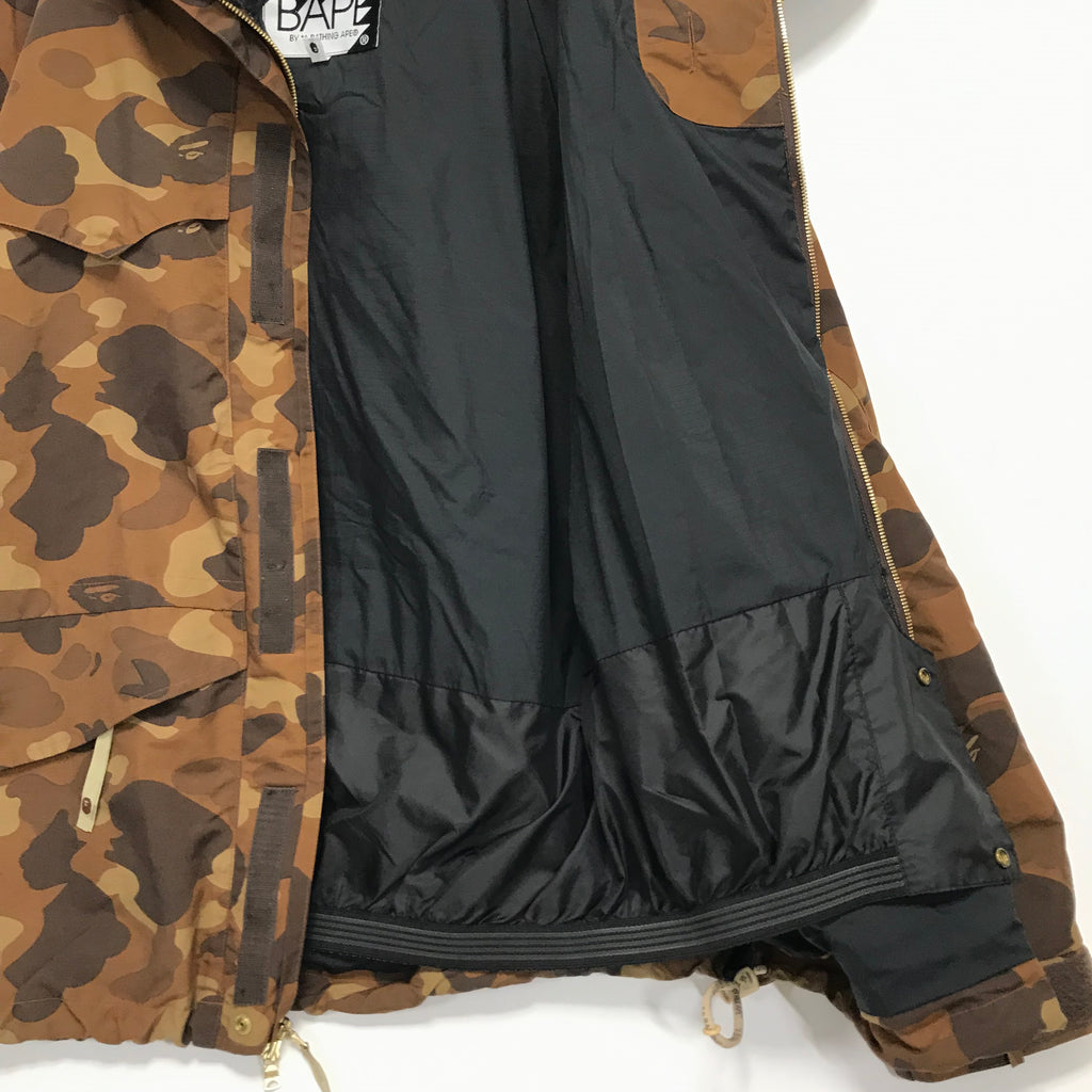 L] A Bathing Ape Bape Camo Snowboard Jacket Brown