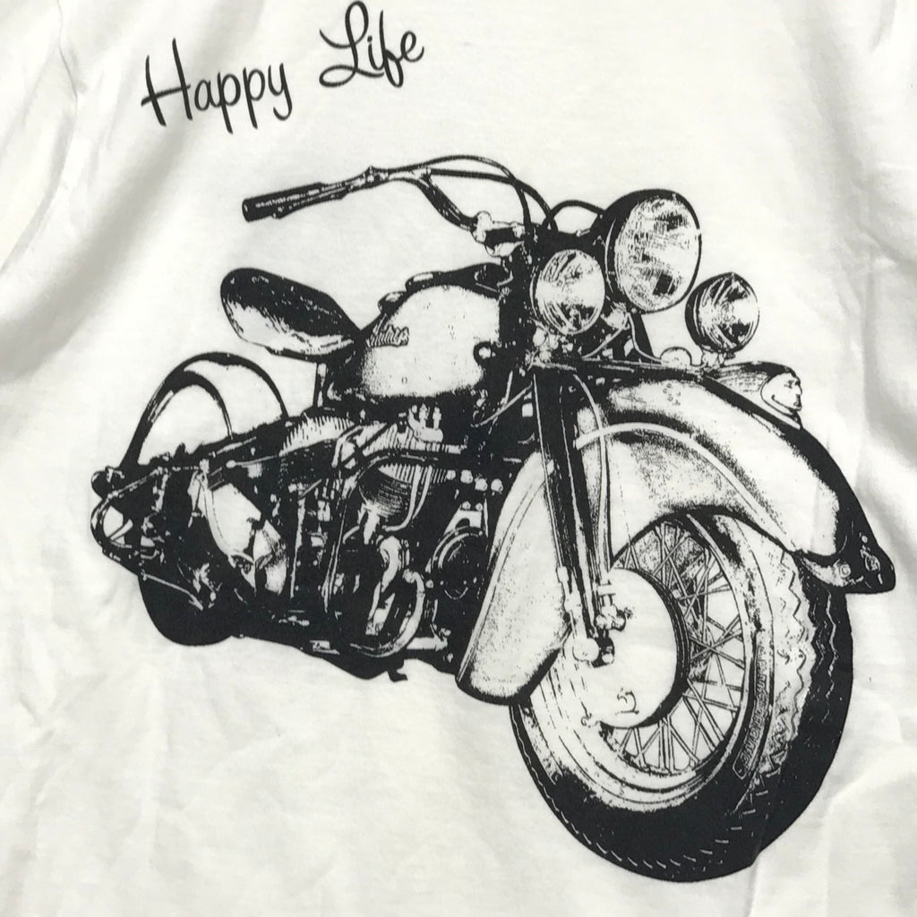 ☆ゴローズ☆Happy Life☆インディアンバイクデザイン☆Tシャツ☆白☆Ｌ☆