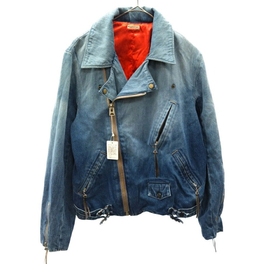 [L] DS! Kapital Kountry Washed Distressed Denim Riders Jacket