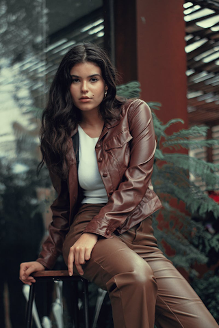 brown leather pants