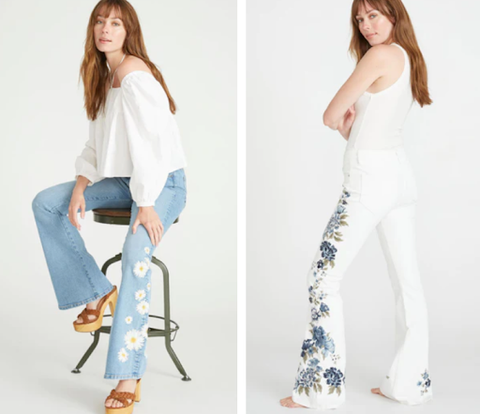 embroidered flared jeans