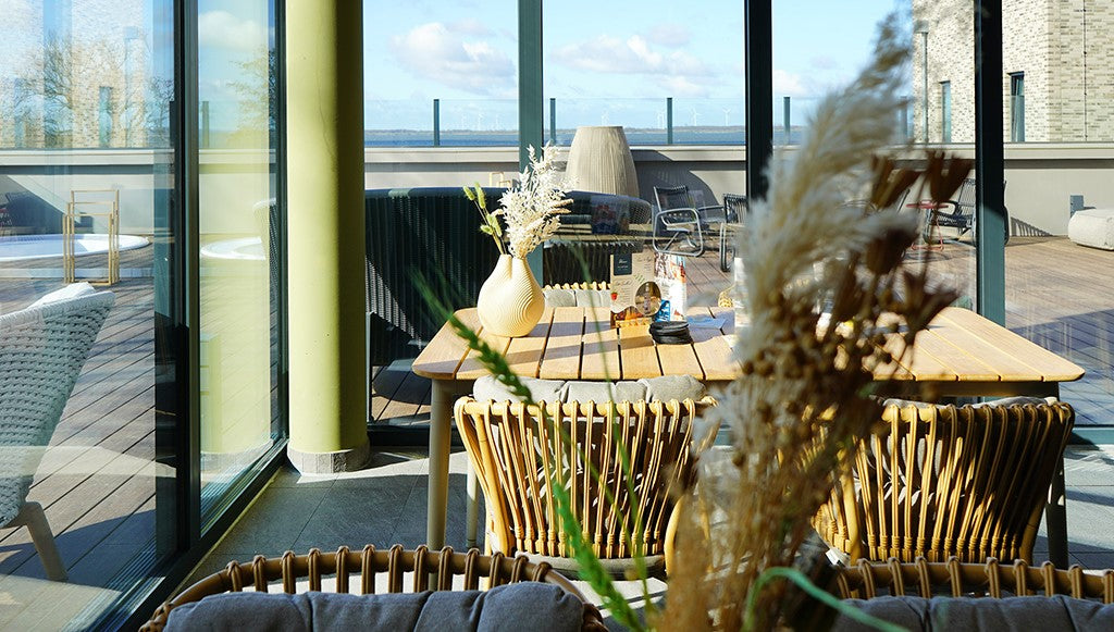 Maria Ferienpark restaurant with Cane-line Ocean dining chairs in natural