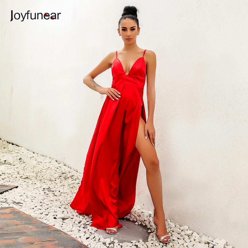 solid red maxi dress