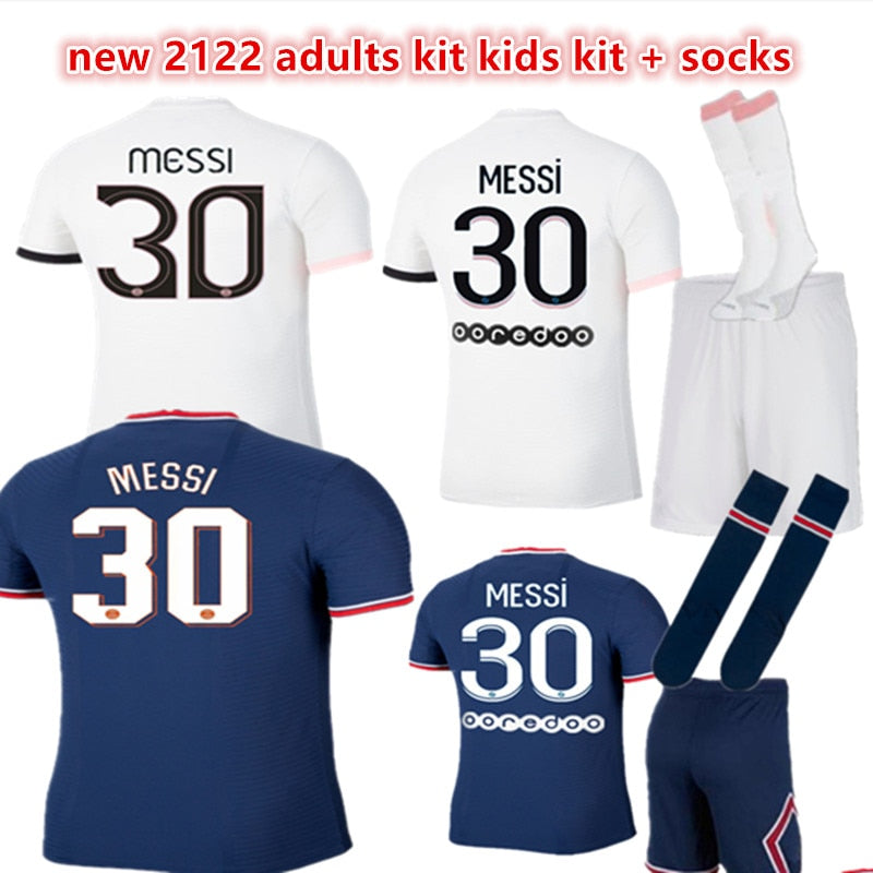 Messi PSG #30 Home Lionel Paris Saint Germain Team Jersey Child Training  Suit with Socks for Size #22-#28 