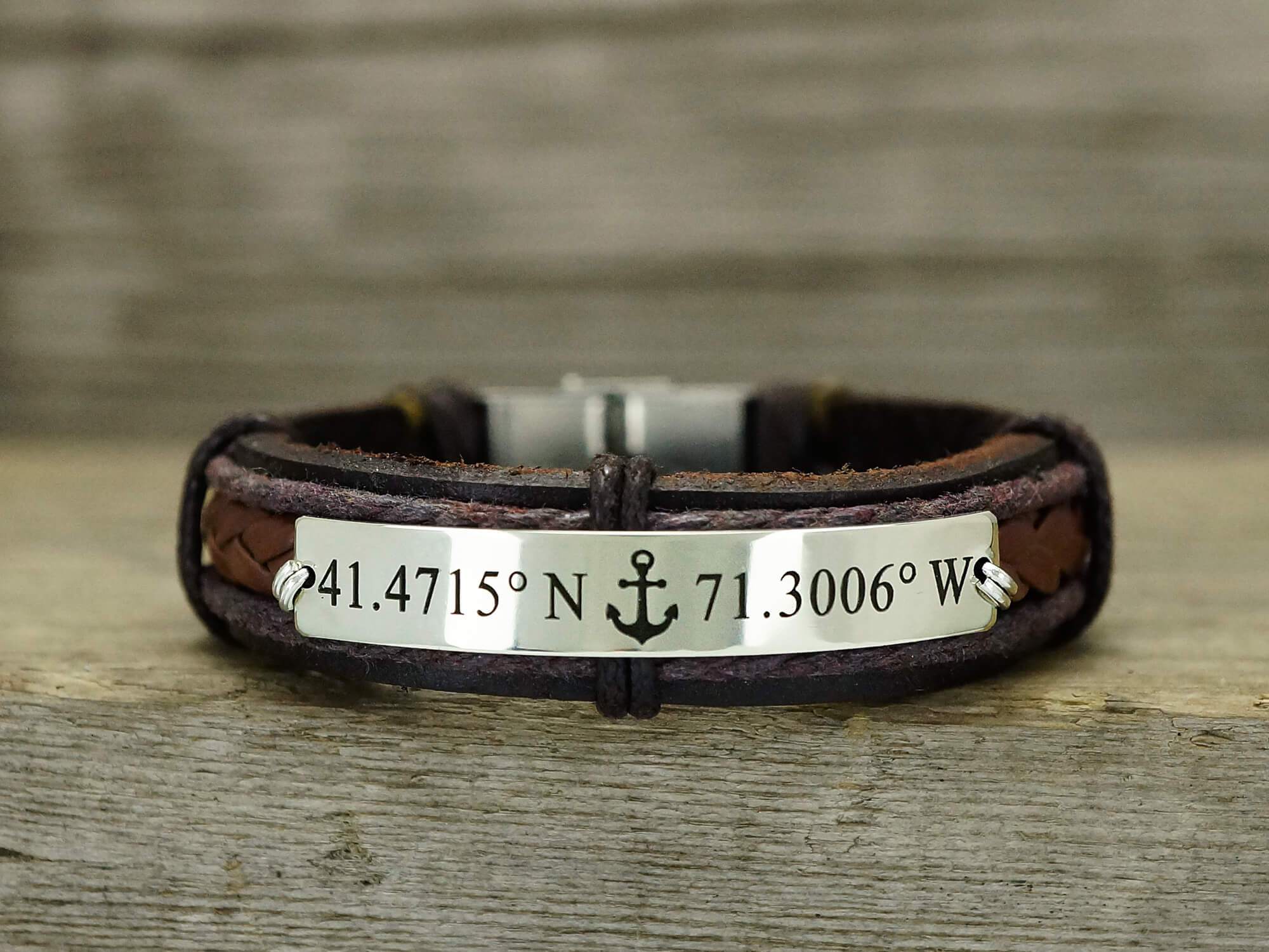 Personalized Braided Leather Bracelet For Men  Rugged Gifts