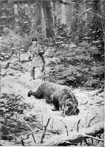 An artist representation of Roosevelt and the Grizzly.