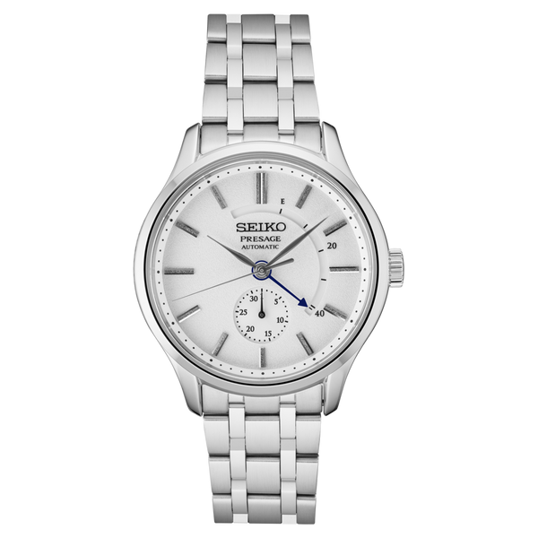 Seiko Presage Automatic Watch SSA395 White Dial with Power Reserve Sapphire  Crystal