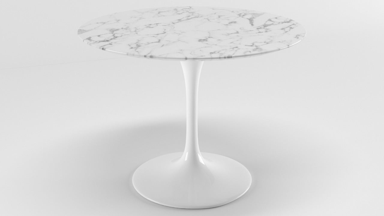 Tulip Marble Dining Table - 32" Round, Grey Base - Modholic