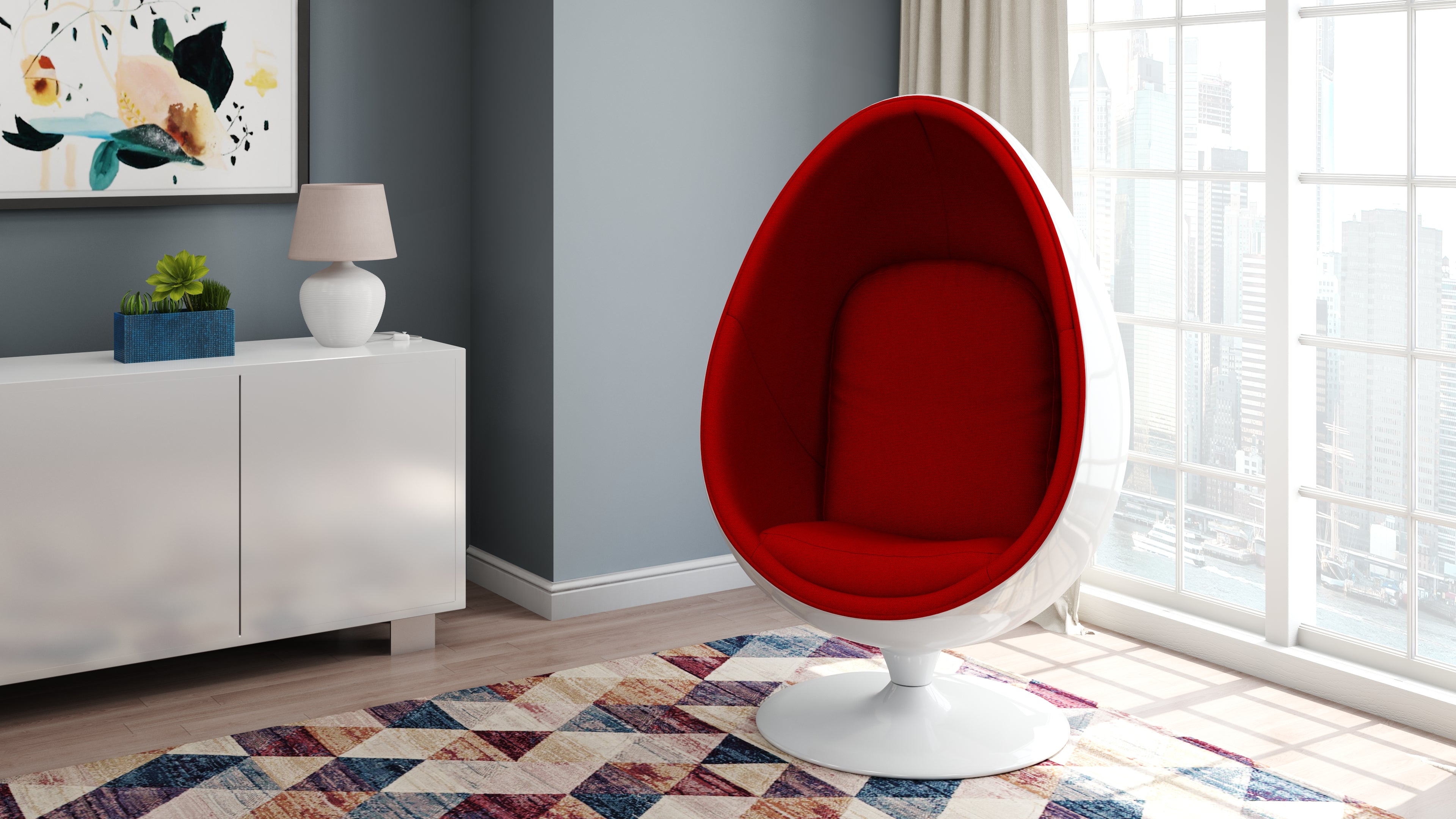 egg chair indoor living room