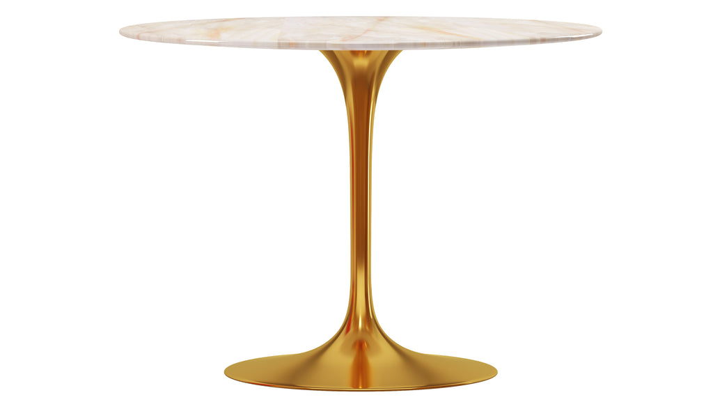 gold and marble tulip dining table