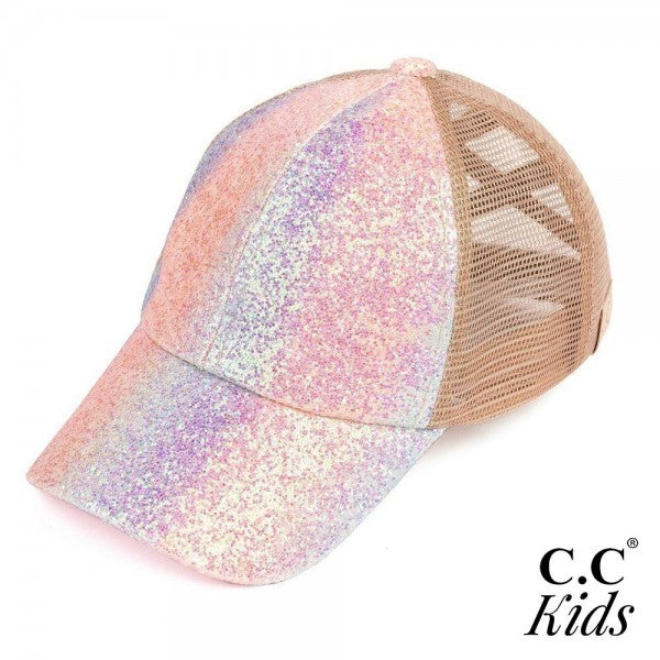 C C Chunky Glitter Ombre Criss Cross Ponytail Cap Mermaid Unicorn Lagniappe Junk