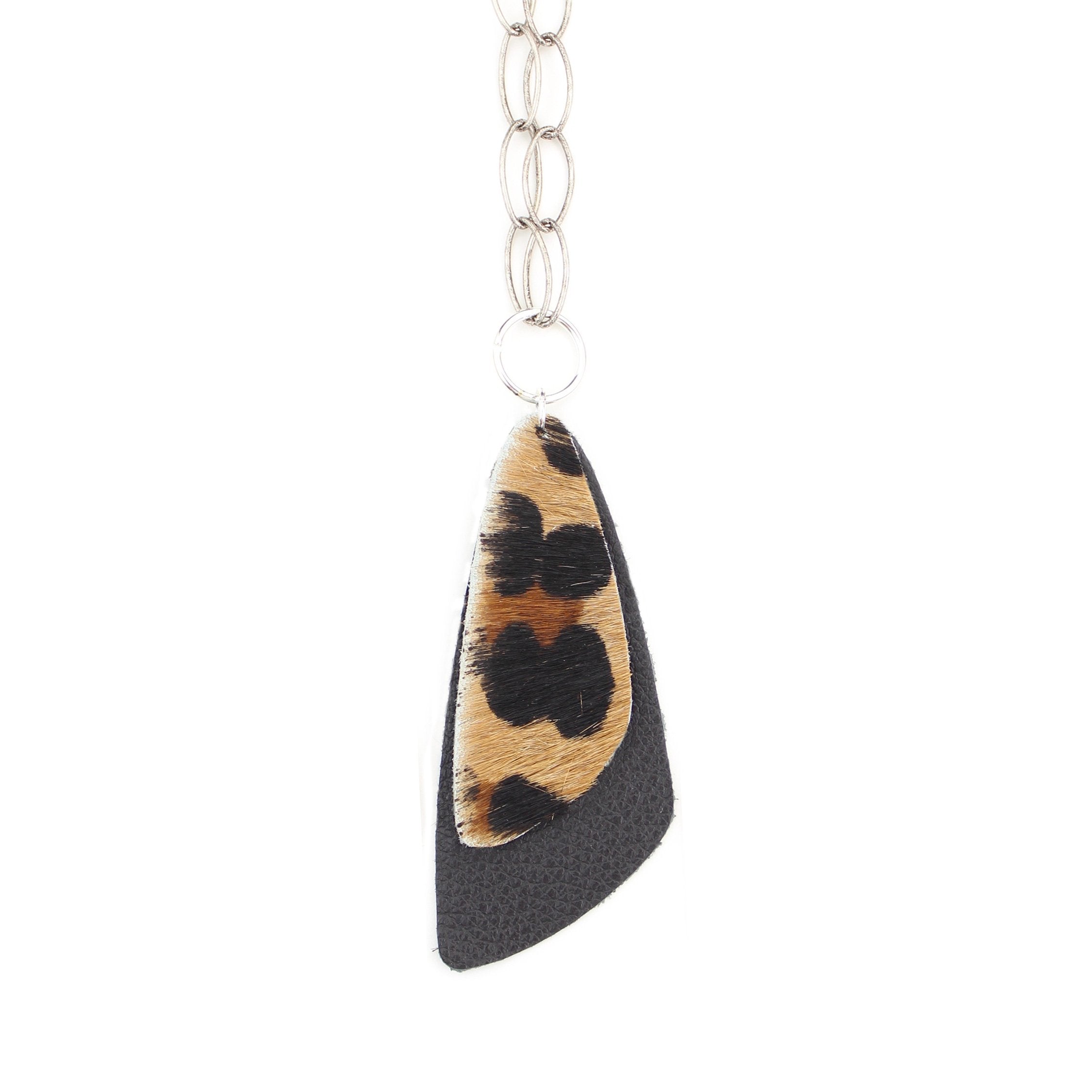 the double descent necklace - leopard over black