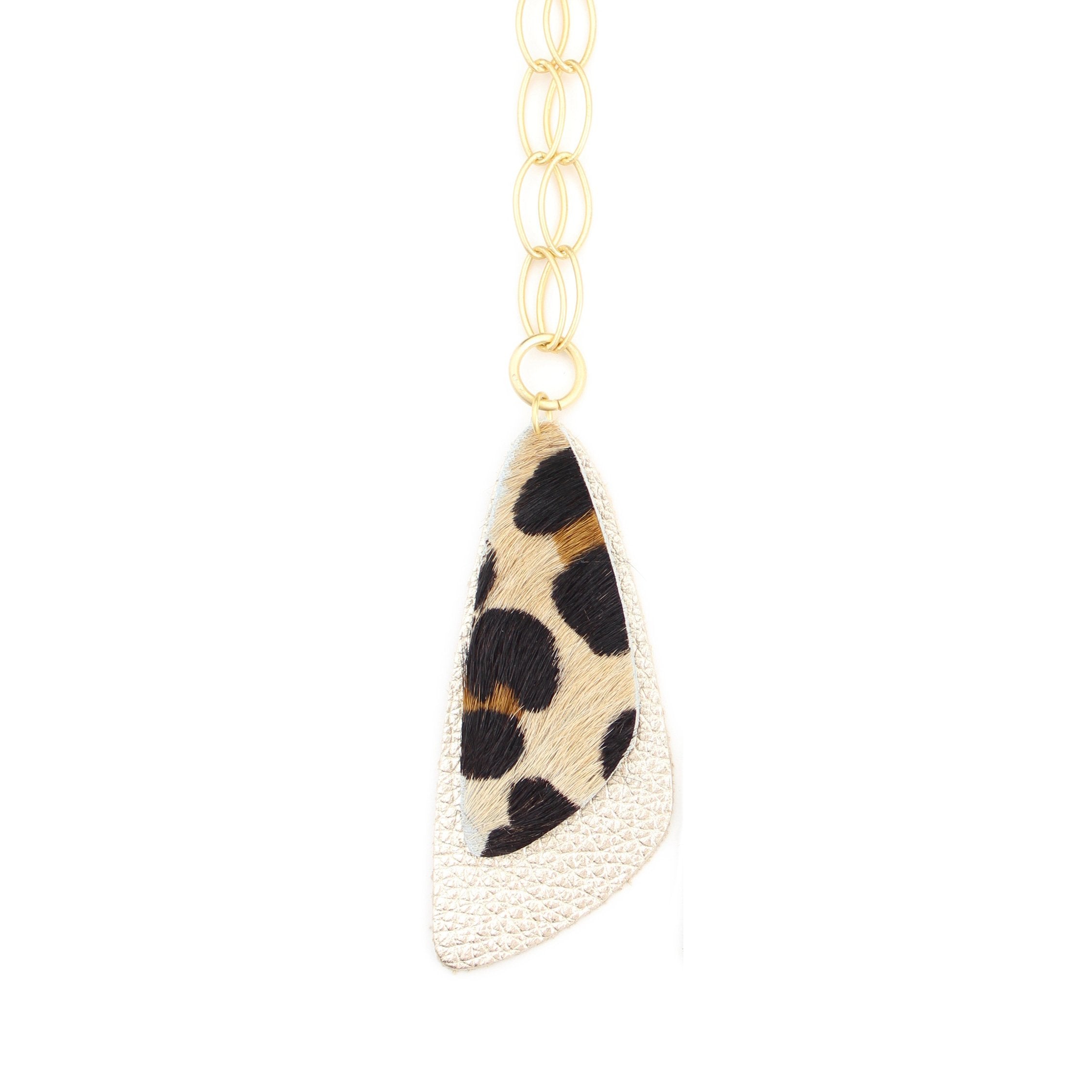 the double descent necklace - leopard over gold