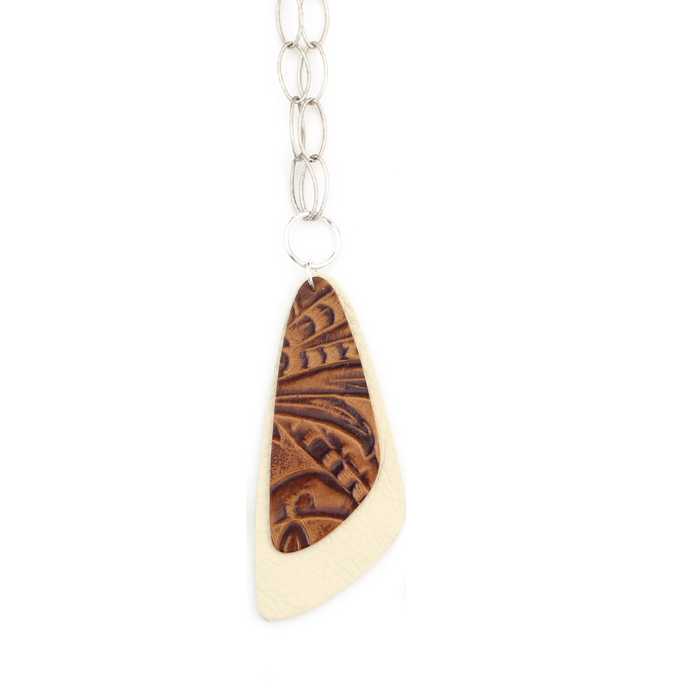 the double descent necklace - tooled brown over gold