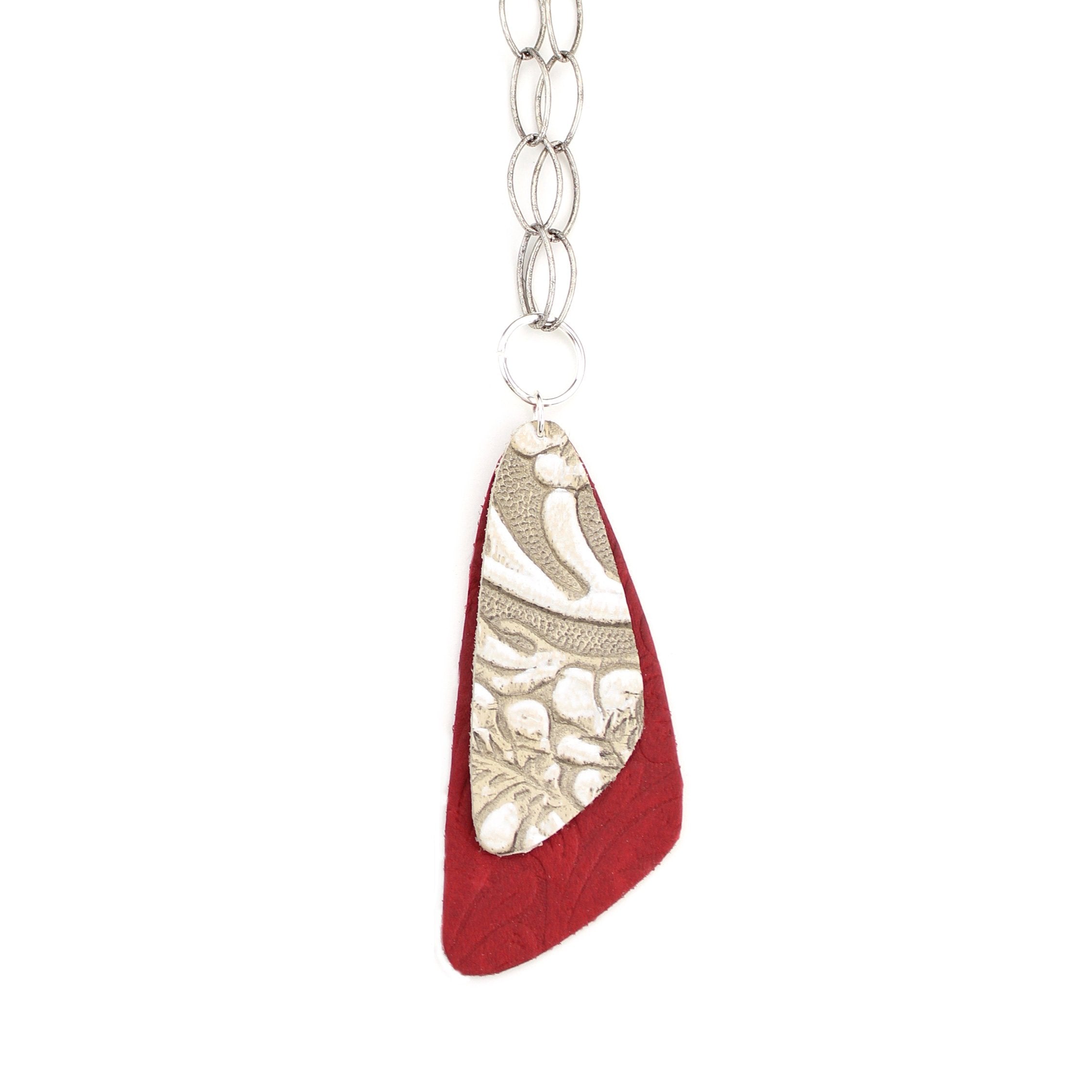 the double descent necklace - tooled grey over tooled red