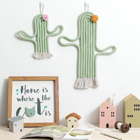 Hand-Woven Cactus Wall Decor