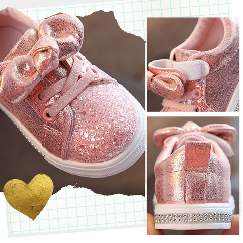 Bow Sequin Crib Shoes