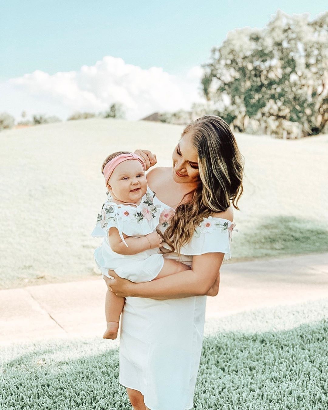 Matching Off Shoulder Flower Dress