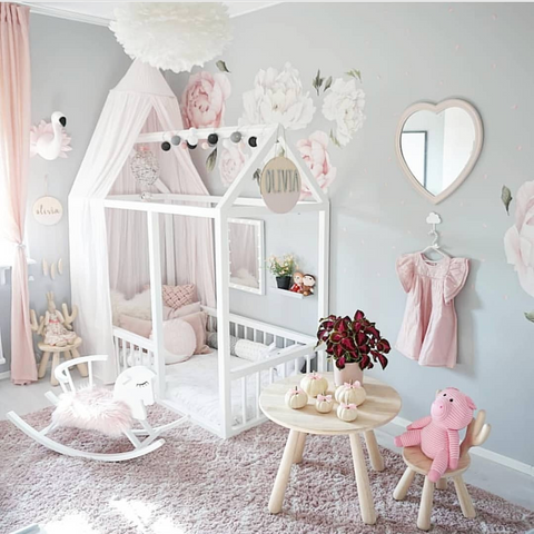 Pink Peony Flowers Wall Decals – Cozy Nursery