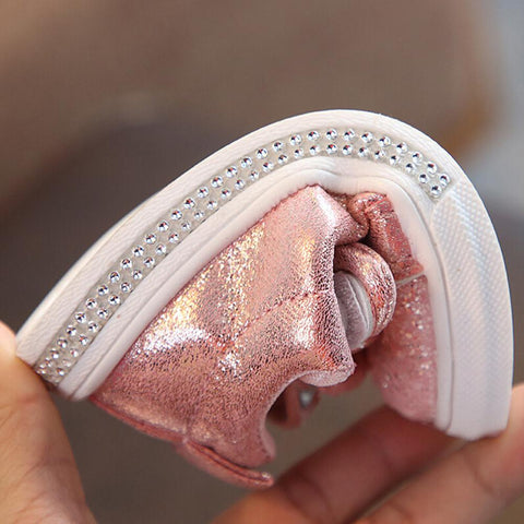 Bow Sequin Crib Shoes