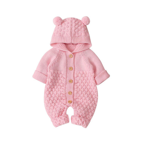 Baby Knitted Romper With Ears – Cozy Nursery