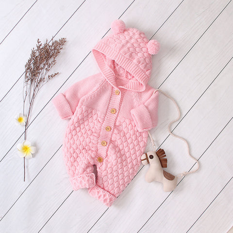 Baby Knitted Romper With Ears – Cozy Nursery