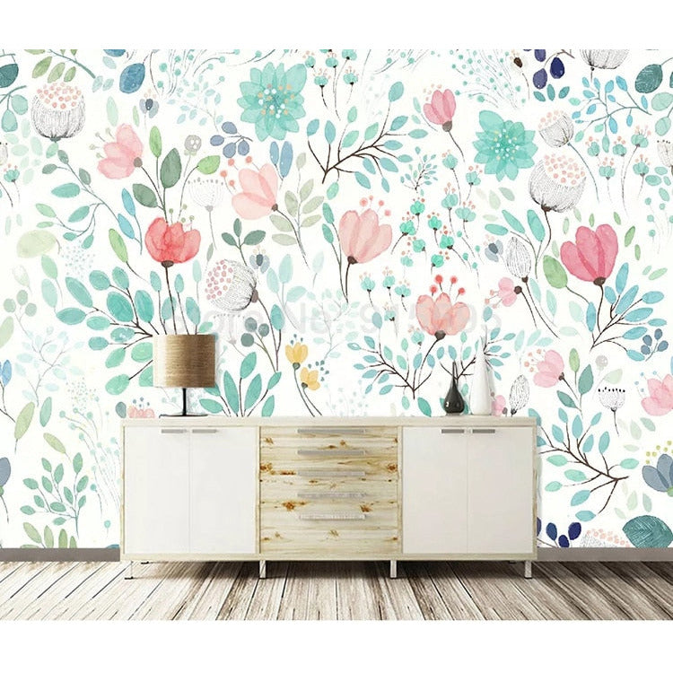 Botanical Tale Floral Wall Mural – Cozy Nursery