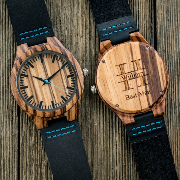 engraved wood watch 