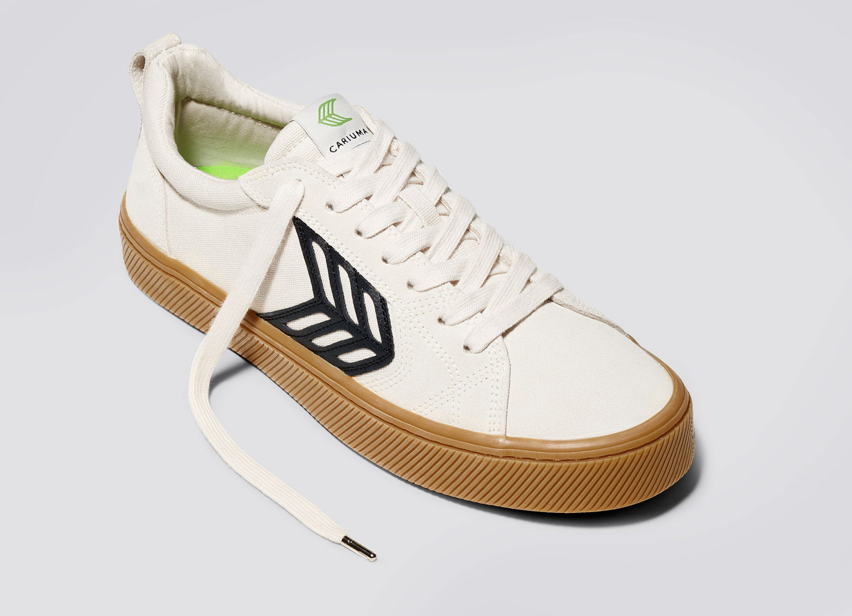 CATIBA PRO Low Gum Vintage White Suede and Canvas Black Logo Sneaker Men