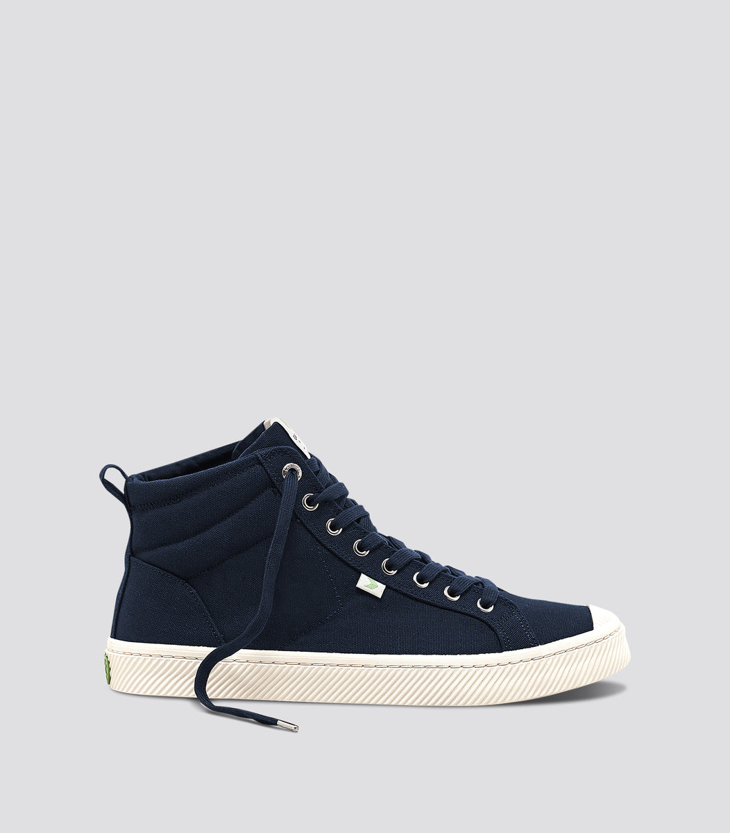 blue canvas sneakers