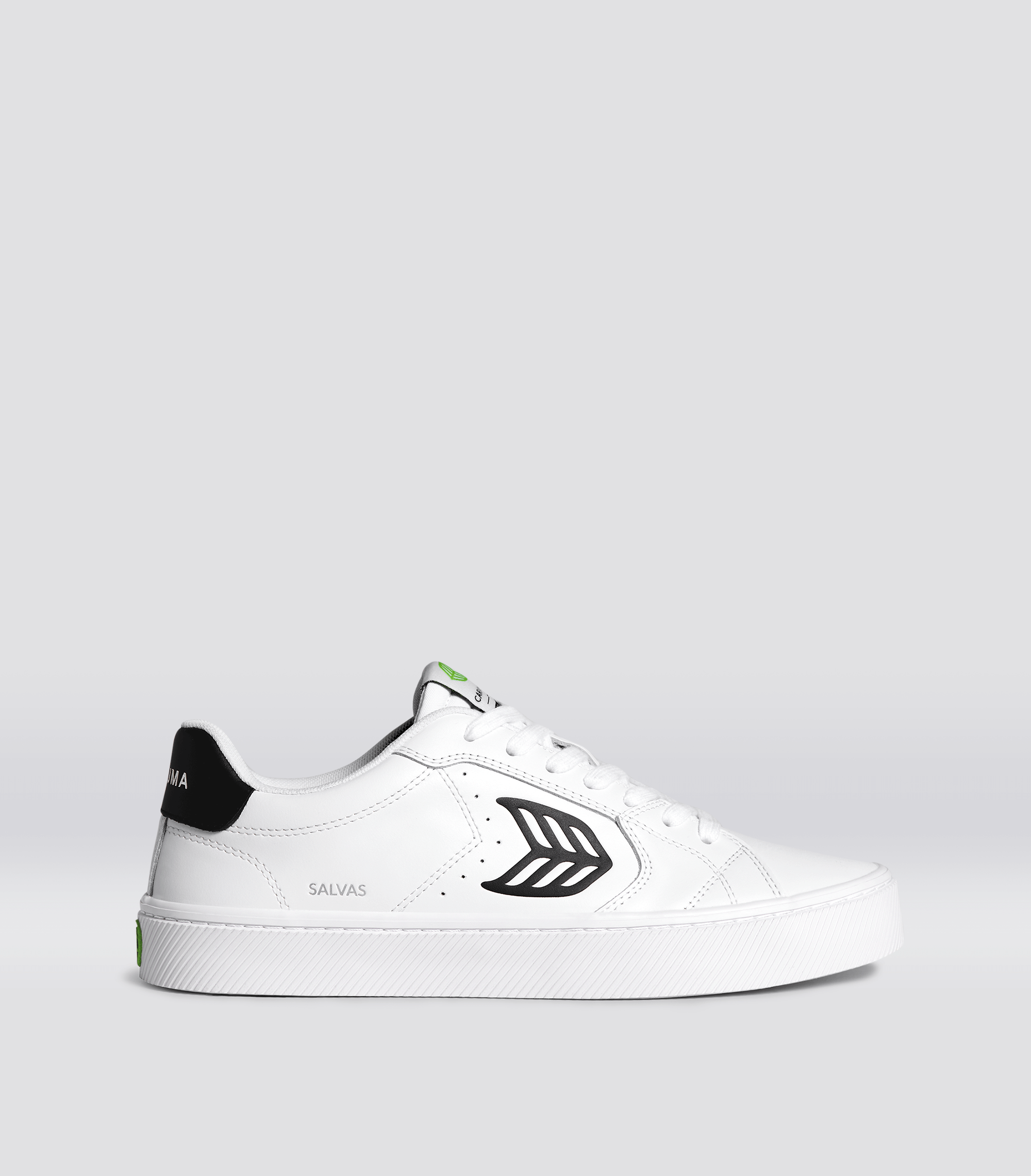 SALVAS White Leather Black Logo Sneaker