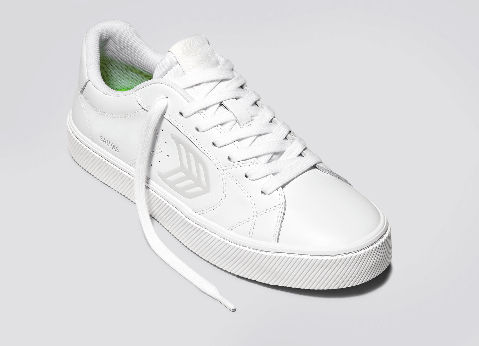 Långiver vores fordøjelse CARIUMA: Men's Plain White Leather Low Top Sneakers | SALVAS