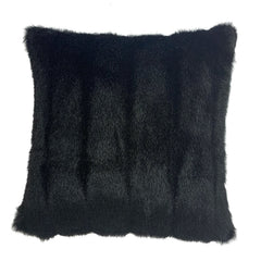 Faux Mink Black Throw Pillow Cover I Cloth & Stitch